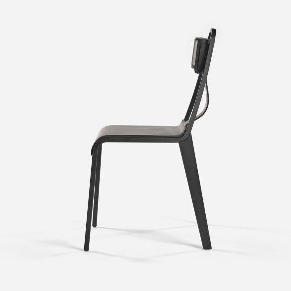 CHAISE_21 CUIR ET BOIS NOIR