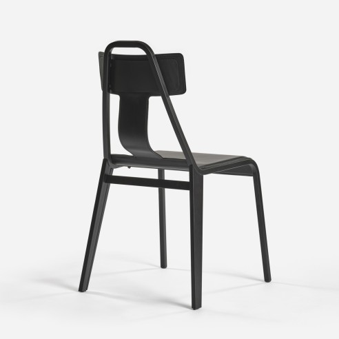 CHAISE_21 CUIR ET BOIS NOIR