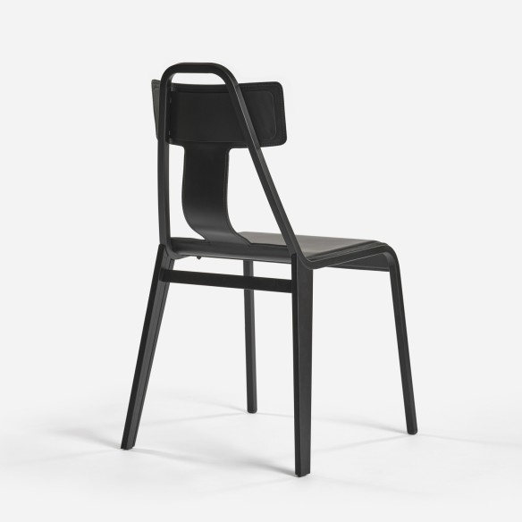 CHAISE_21 CUIR ET BOIS NOIR