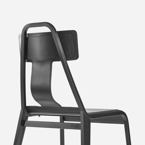 CHAISE_21 CUIR ET BOIS NOIR