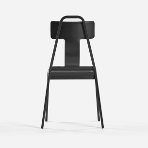 CHAISE_21 CUIR ET BOIS NOIR