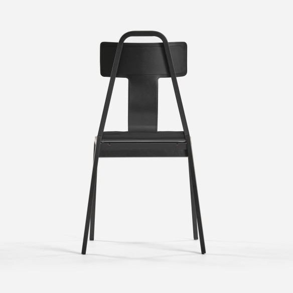 CHAISE_21 CUIR ET BOIS NOIR