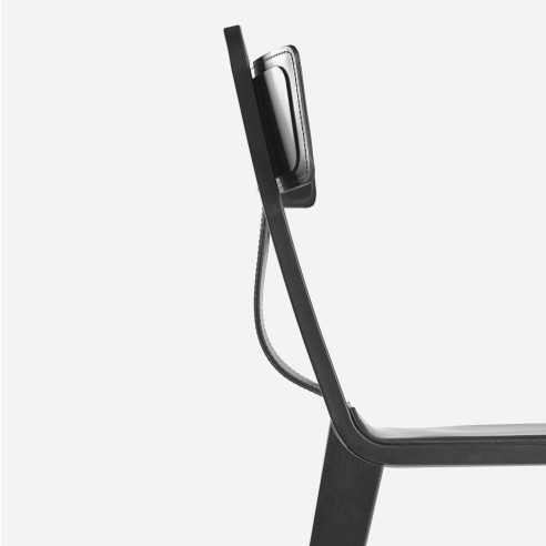 CHAISE_21 CUIR ET BOIS NOIR