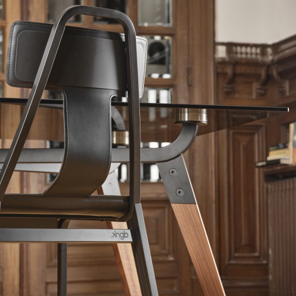 CHAISE_21 CUIR ET BOIS NOIR